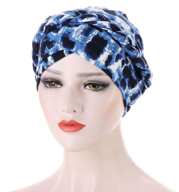 Fashion Soft Cotton Print Braid Turban Lightweight Muslim Turbans Head For Women Women's Hijabs Caps Hat Lightweight Inner Hijab Caps Elegant Arab Wrap Head Scarves Turban Scarf For Women Stevvex