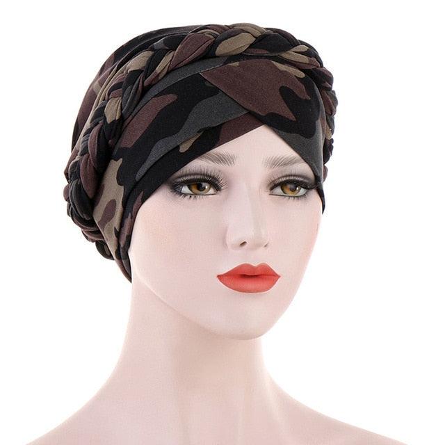 Fashion Soft Cotton Print Braid Turban Lightweight Muslim Turbans Head For Women Women's Hijabs Caps Hat Lightweight Inner Hijab Caps Elegant Arab Wrap Head Scarves Turban Scarf For Women Stevvex