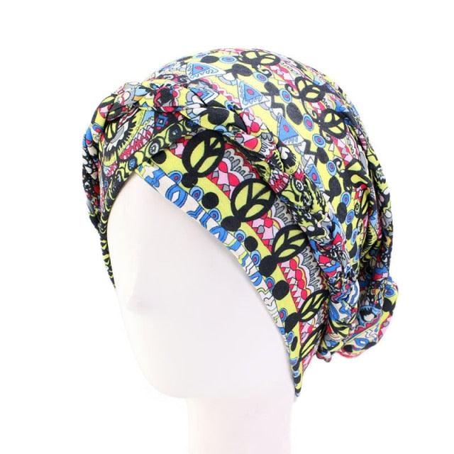 Fashion Soft Cotton Print Braid Turban Lightweight Muslim Turbans Head For Women Women's Hijabs Caps Hat Lightweight Inner Hijab Caps Elegant Arab Wrap Head Scarves Turban Scarf For Women Stevvex