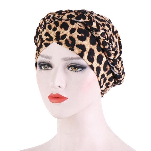 Fashion Soft Cotton Print Braid Turban Lightweight Muslim Turbans Head For Women Women's Hijabs Caps Hat Lightweight Inner Hijab Caps Elegant Arab Wrap Head Scarves Turban Scarf For Women Stevvex