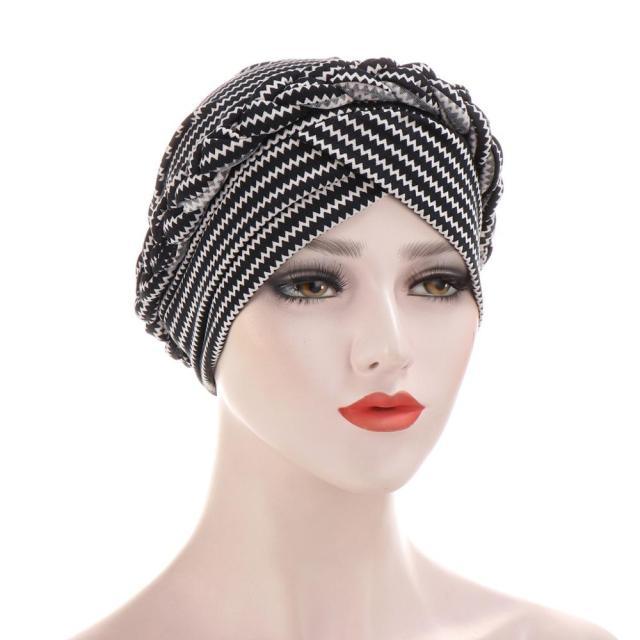 Fashion Soft Cotton Print Braid Turban Lightweight Muslim Turbans Head For Women Women's Hijabs Caps Hat Lightweight Inner Hijab Caps Elegant Arab Wrap Head Scarves Turban Scarf For Women Stevvex