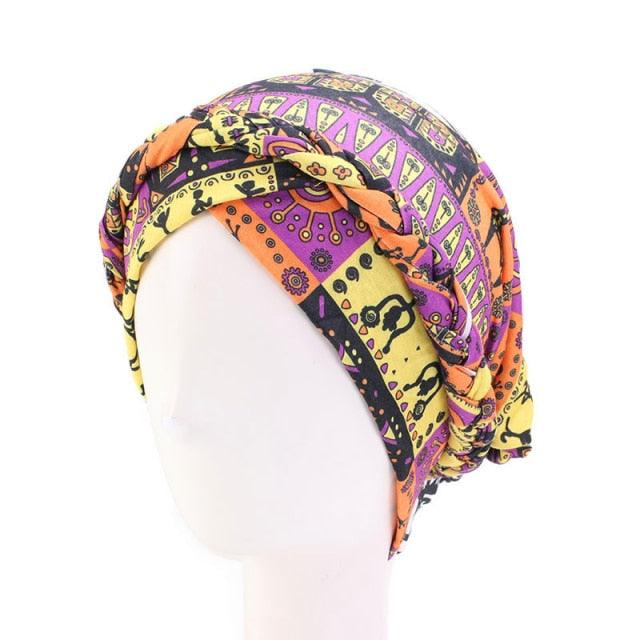 Fashion Soft Cotton Print Braid Turban Lightweight Muslim Turbans Head For Women Women's Hijabs Caps Hat Lightweight Inner Hijab Caps Elegant Arab Wrap Head Scarves Turban Scarf For Women Stevvex