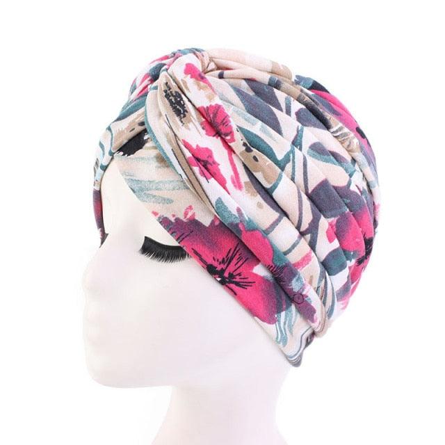Fashion Soft Cotton Print Inner Headdress Lightweight Turban Elegant Bonnet Hijab Caps Arab Wrap Hijab Headscarf Hat For Woman Stevvex