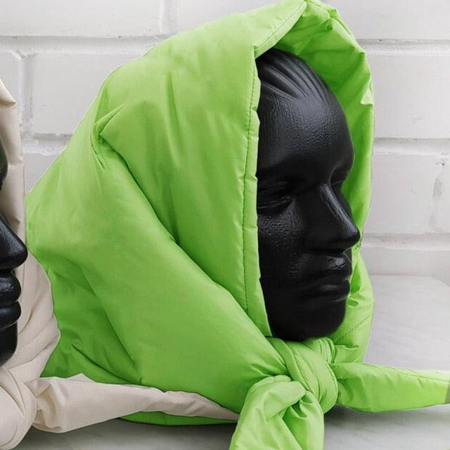 Fashion Winter Light Soft Warm Puffer Neckerchief Puff Neck Scarf Lightweight Head Wrap Headscarf Scarf Triangle Shawl Hood Scarf Puffy For Women Stevvex