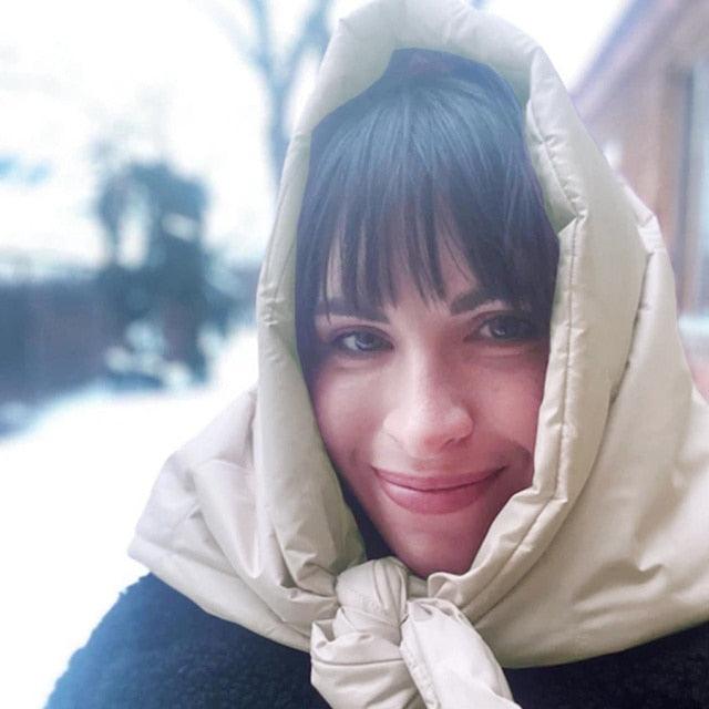 Fashion Winter Light Soft Warm Puffer Neckerchief Puff Neck Scarf Lightweight Head Wrap Headscarf Scarf Triangle Shawl Hood Scarf Puffy For Women Stevvex