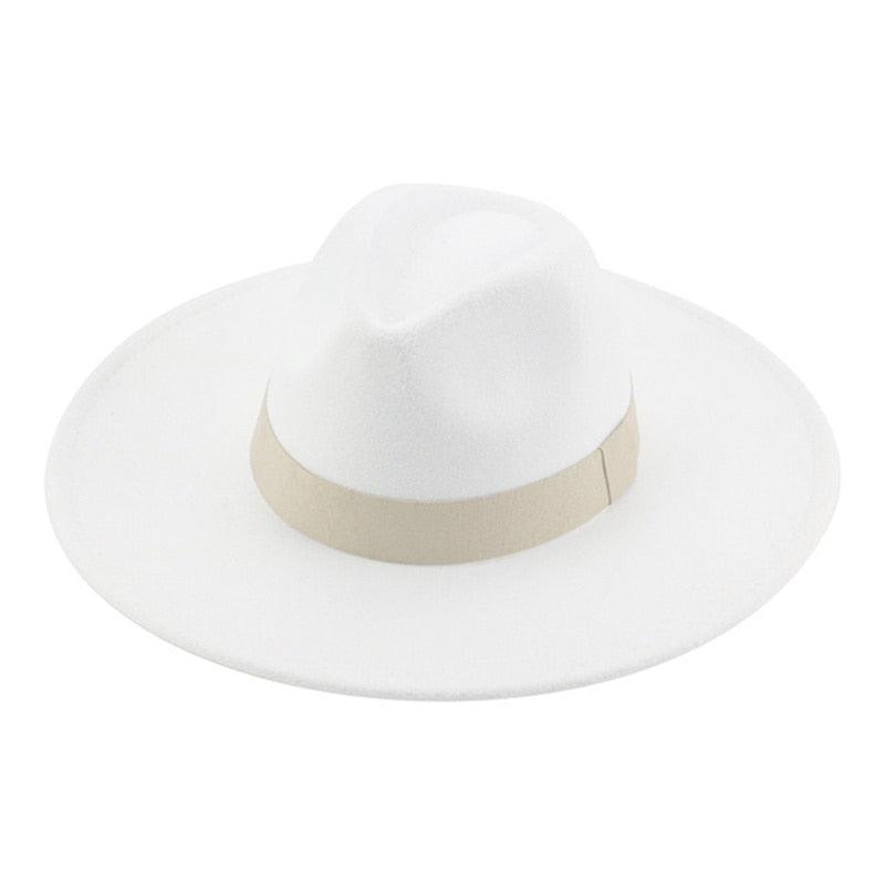 Fashionable Fedora Hats Women Wide Brim Dress Caps  Women's Fedora Hats Elegant Wide Brim Fedora Hat  Wedding Men Hat Warm Retro Style Belt 56-58cm Stevvex