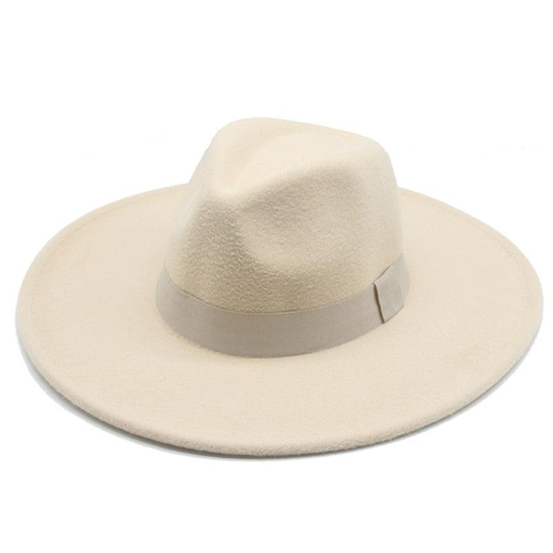 Fashionable Fedora Hats Women Wide Brim Dress Caps  Women's Fedora Hats Elegant Wide Brim Fedora Hat  Wedding Men Hat Warm Retro Style Belt 56-58cm Stevvex
