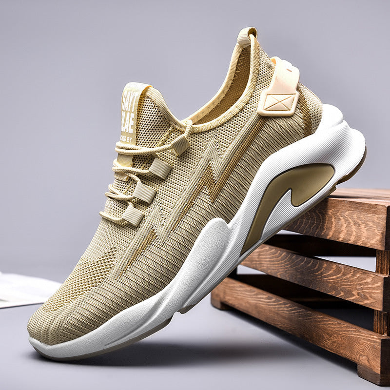 Fashionable Men's Shoes Summer New Breathable Student Casual Shoes Thin, Lightweight, Low cut, Fashionable Thick Bottom Flyknit Sports Shoes V.I.P Digital Presence