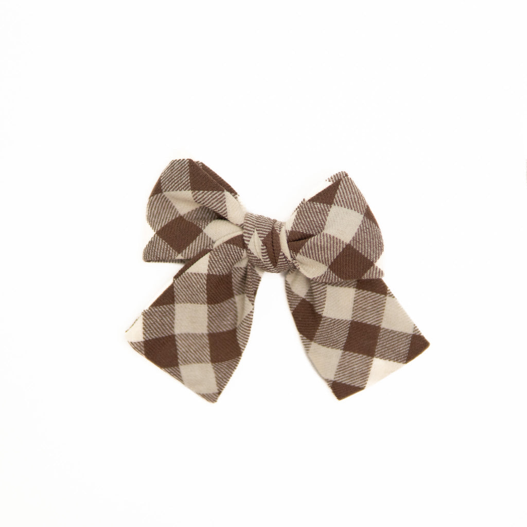 Fawn Gingham - Petite Hair Bow