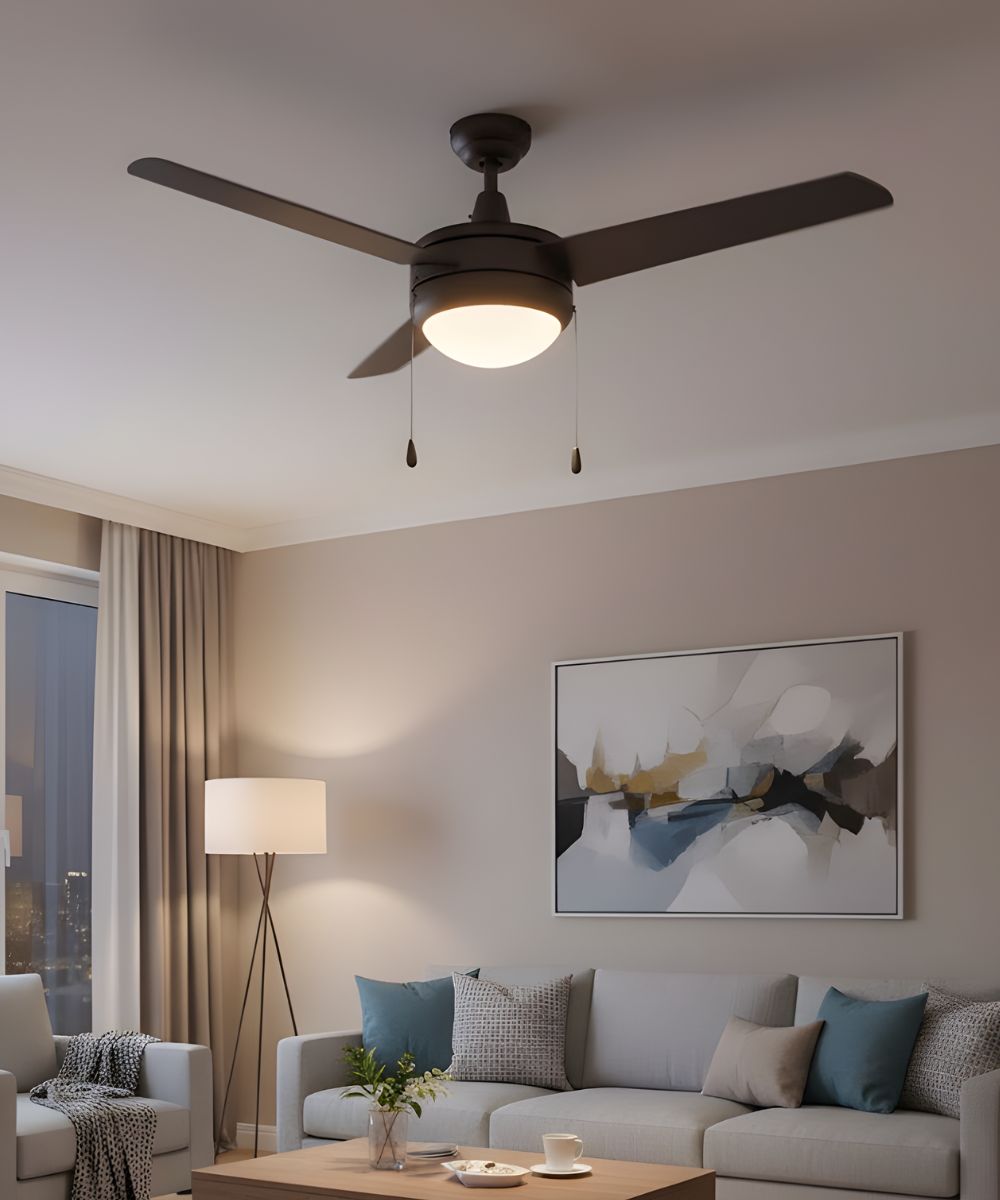 50" Contempo 3-Blade Ceiling Fan Oil Rubbed Bronze Finish with Integrated LED Light LampsUSA