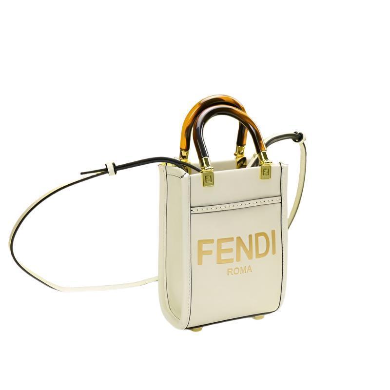 Fendi  Vitello King Plexiglass Logo Embossed Mini Fendi Sunshine Shopper Tote