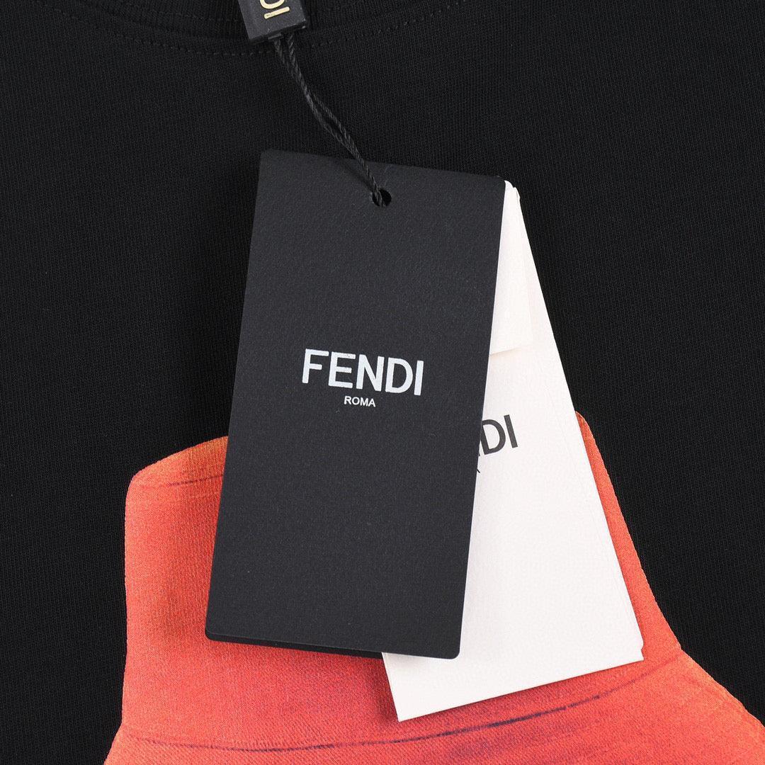 Fendi T-Shirt without Collar 'Black-Orange' Banlieue91