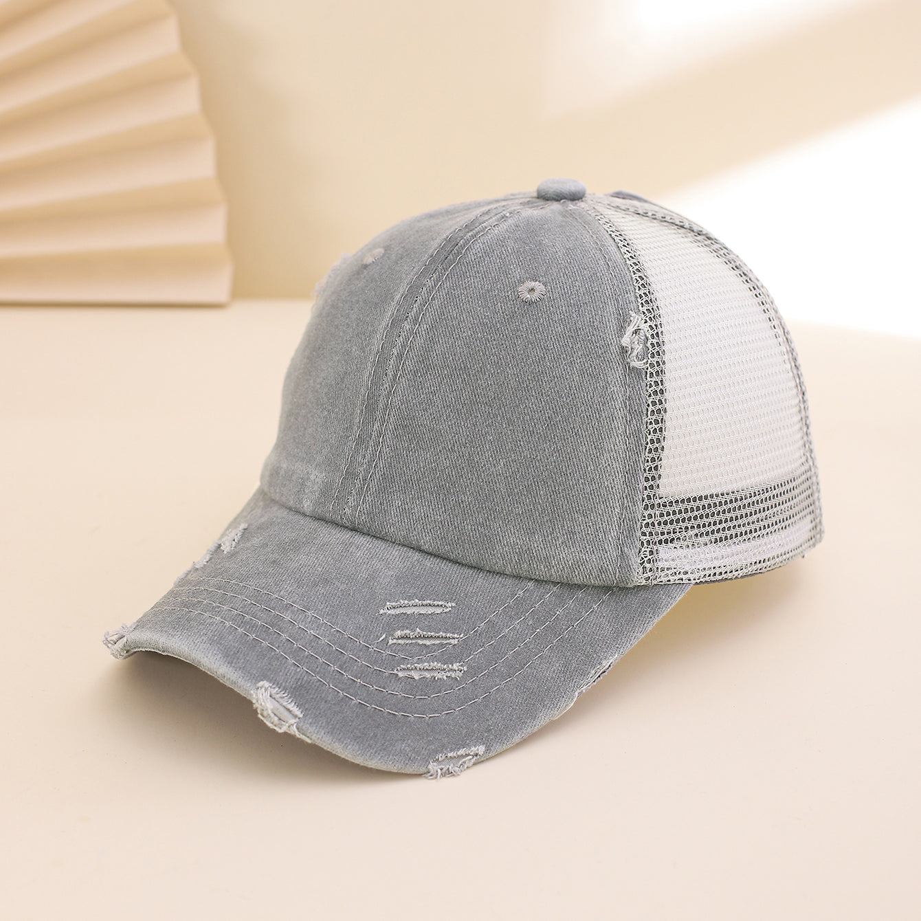 Distressed Washed Mesh Baseball Cap – Frayed Unisex Hat for Outdoor & Daily Wear FitiqueFit