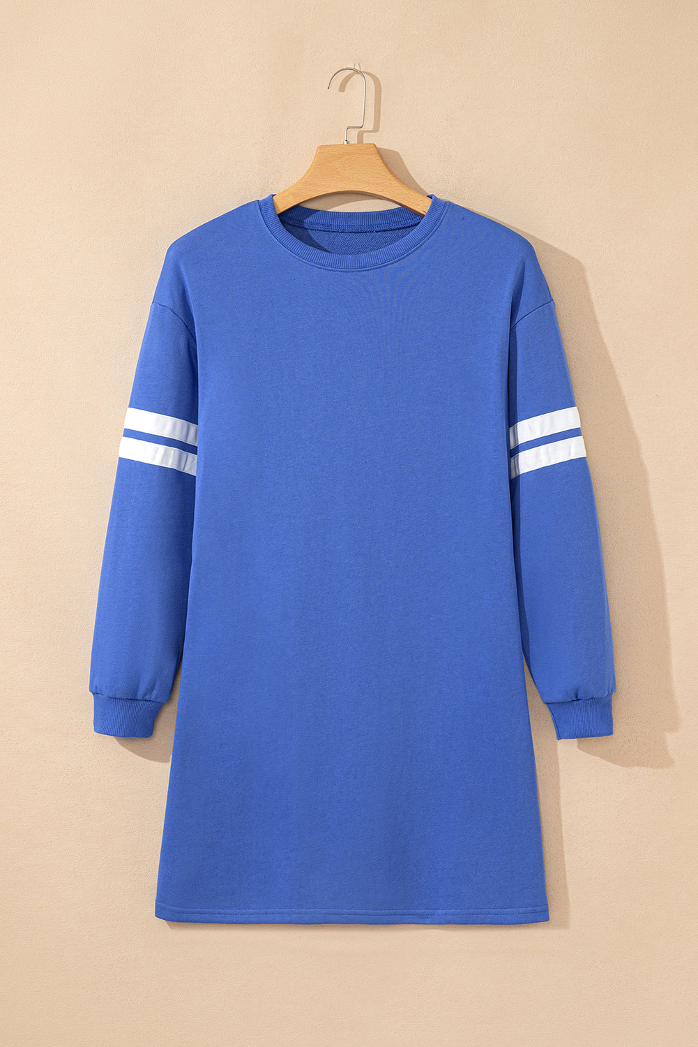 Tillandsia Purple Preppy Striped Sleeve Loose Mini Dress