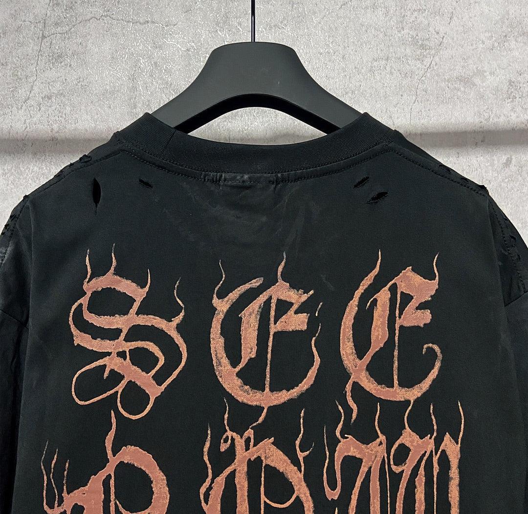 Balenciaga Faded Black T-Shirt Without Collar Banlieue91