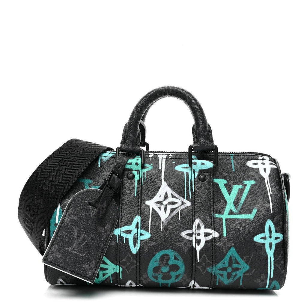 Louis Vuitton Monogram Eclipse LV Graffiti Keepall Bandouliere 25 'Green Light' Banlieue91