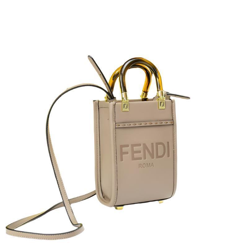 Fendi  Vitello King Plexiglass Logo Embossed Mini Fendi Sunshine Shopper Tote
