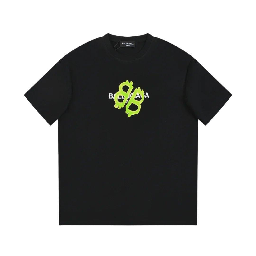 Balenciaga Black & Green T-Shirt Without Collar Banlieue91