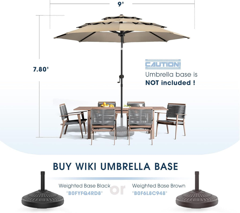 Nine Foot 3Tier Patio Umbrella Beige Fade Weatherproof