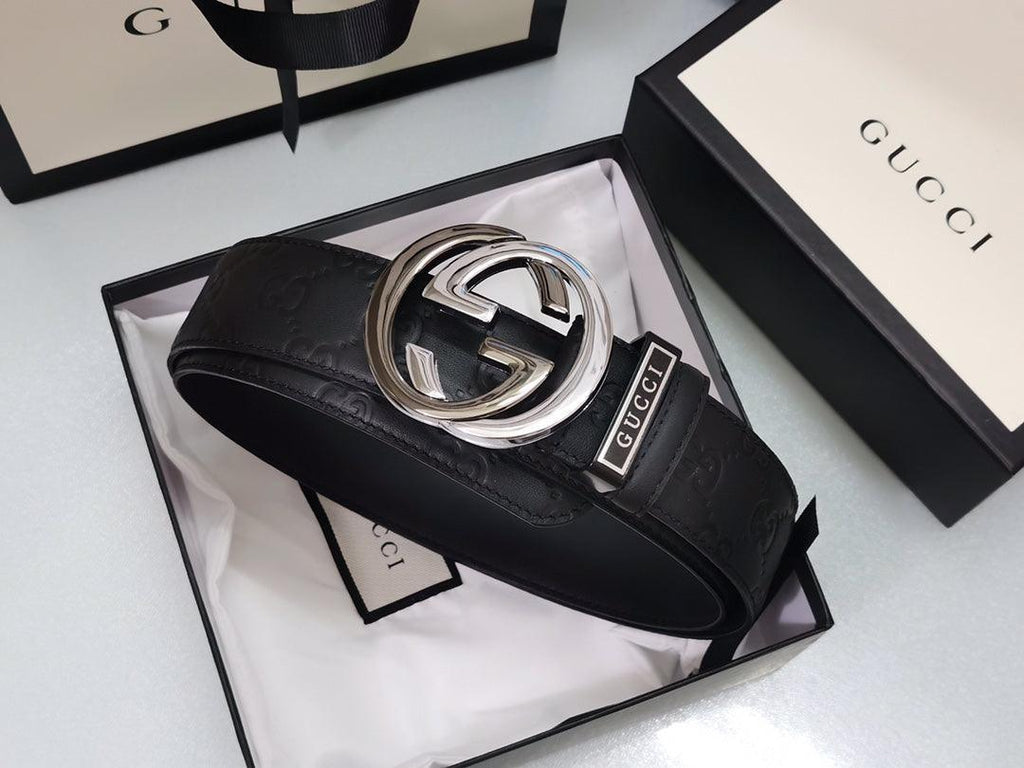 GUCCI Embellished coated-canvas and leather belt 'Black' Banlieue91