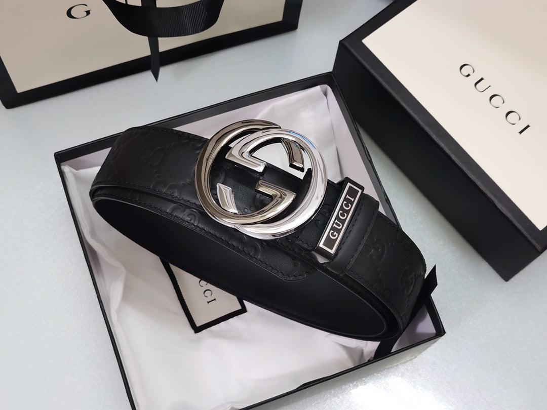 GUCCI Embellished coated-canvas and leather belt 'Black' Banlieue91