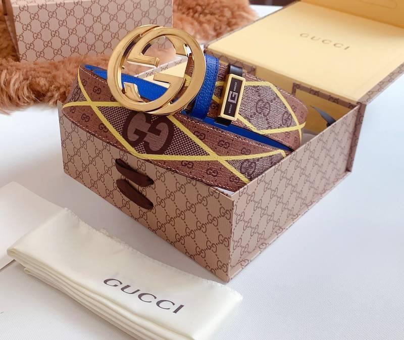 GUCCI Embellished coated-canvas and leather belt 'Brown' Banlieue91