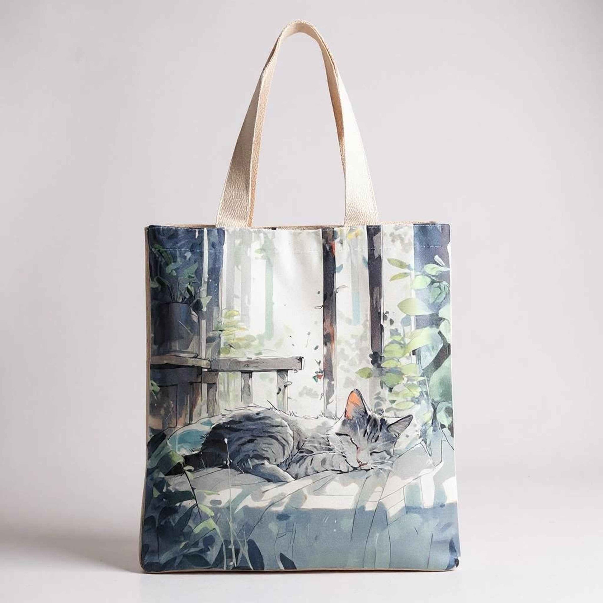 Women's Flannel Shoulder Bag Cute Cat Print Travel Tote Dashing Nova