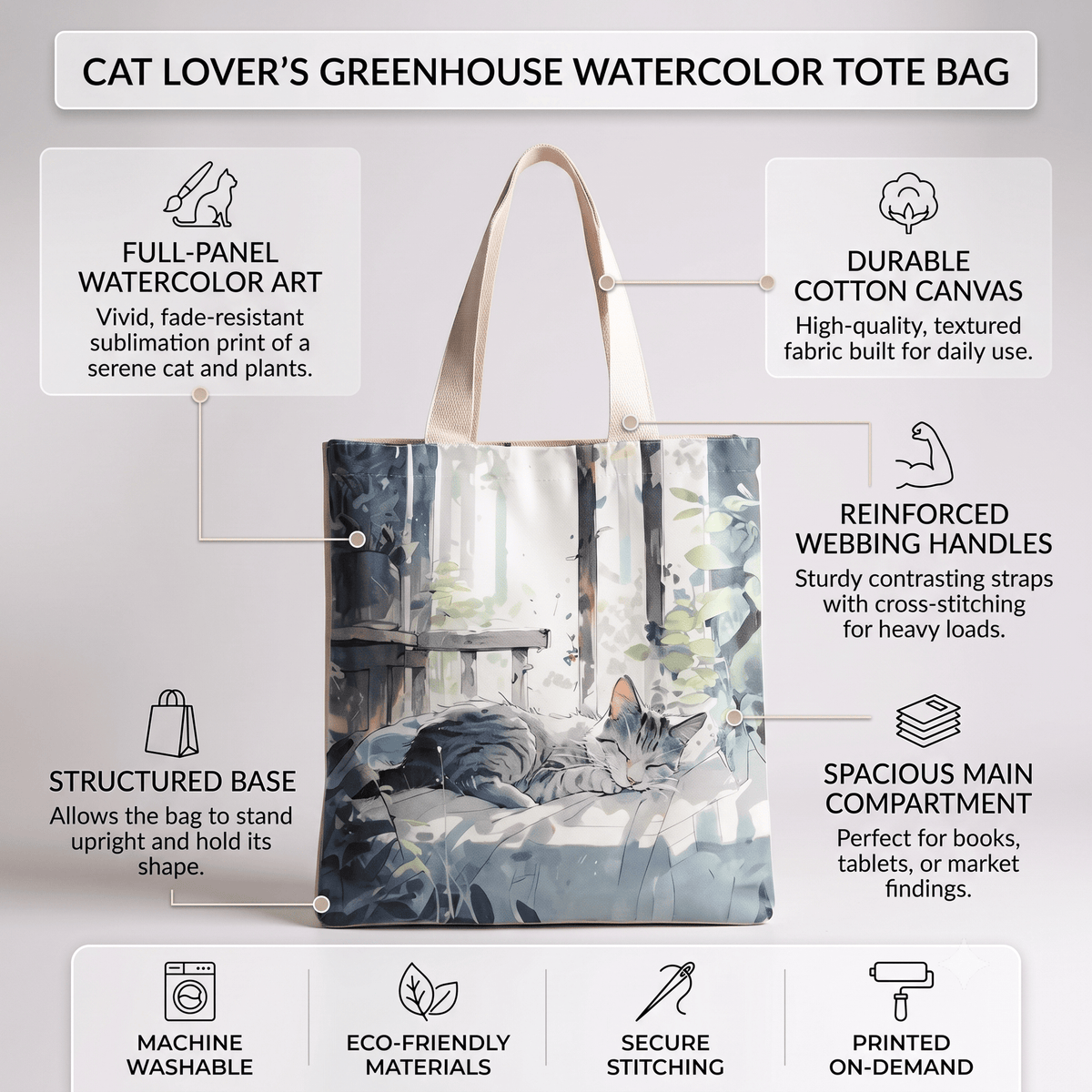 Women's Flannel Shoulder Bag Cute Cat Print Travel Tote Dashing Nova