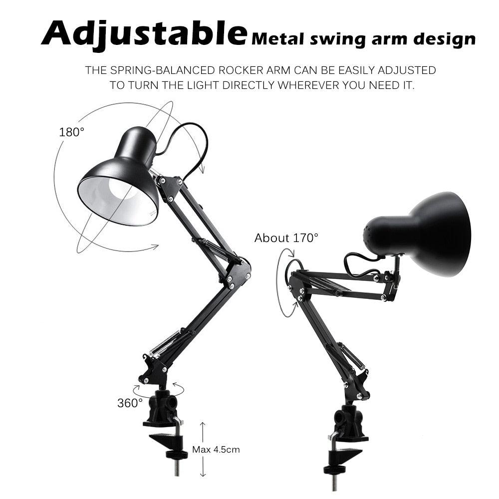 Flexible Led Desk Lamp Home Office Modern Table Lamp Metal Architect Adjustable Folding Reading Light Decorative Table Lamp Cute Study Lamps for Bedroom Décor