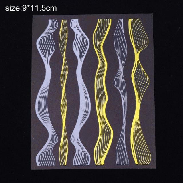 Flower Chic Lace Nail Foils Colorful Self-Adhesive 3D Nail Stickers Stripe Line Transfer Decals iridescent Decoration Nail Self-Adhesive Decals Nail Stickers Water Transfer Fresh Nail Decals for Nail Art Butterfly Palm