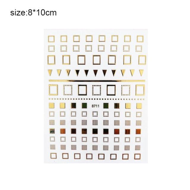 Flower Chic Lace Nail Foils Colorful Self-Adhesive 3D Nail Stickers Stripe Line Transfer Decals iridescent Decoration Nail Self-Adhesive Decals Nail Stickers Water Transfer Fresh Nail Decals for Nail Art Butterfly Palm