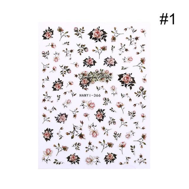 Flower Chic Lace Nail Foils Colorful Self-Adhesive 3D Nail Stickers Stripe Line Transfer Decals iridescent Decoration Nail Self-Adhesive Decals Nail Stickers Water Transfer Fresh Nail Decals for Nail Art Butterfly Palm