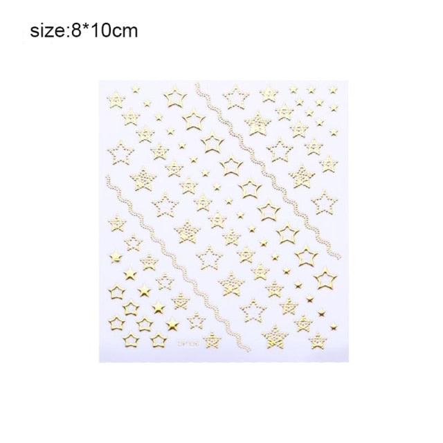 Flower Chic Lace Nail Foils Colorful Self-Adhesive 3D Nail Stickers Stripe Line Transfer Decals iridescent Decoration Nail Self-Adhesive Decals Nail Stickers Water Transfer Fresh Nail Decals for Nail Art Butterfly Palm