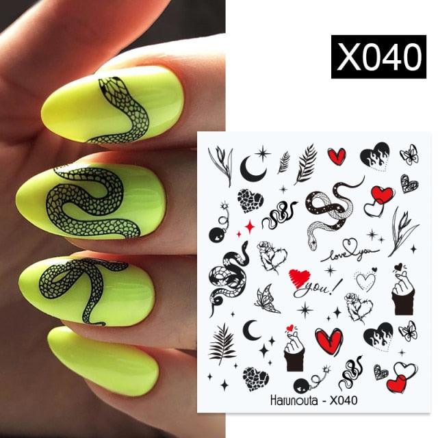 Flower Line Mixed Nail Water Decals Set Floral Leaf Snake Image Transfer Water Slider Colorful Nail Art Stickers Decor Tip Transfer Nail Decals Sticker For Pretty Girl Self-Adhesive Nail Decals Designer Nail Stickers for Acrylic