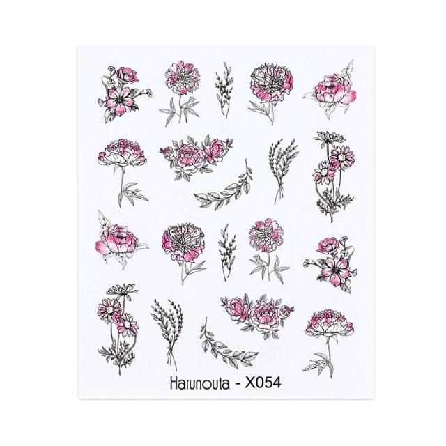 Flower Line Mixed Nail Water Decals Set Floral Leaf Snake Image Transfer Water Slider Colorful Nail Art Stickers Decor Tip Transfer Nail Decals Sticker For Pretty Girl Self-Adhesive Nail Decals Designer Nail Stickers for Acrylic