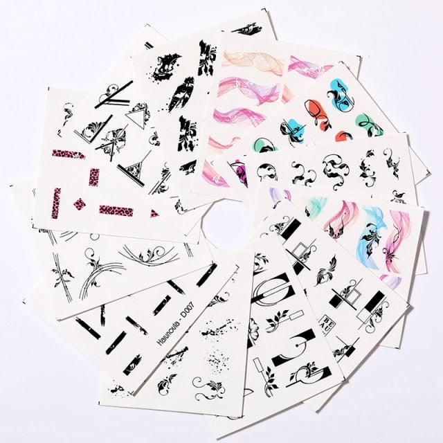 Flower Line Mixed Nail Water Decals Set Floral Leaf Snake Image Transfer Water Slider Colorful Nail Art Stickers Decor Tip Transfer Nail Decals Sticker For Pretty Girl Self-Adhesive Nail Decals Designer Nail Stickers for Acrylic