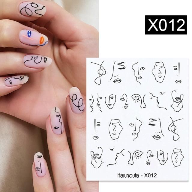 Flower Line Mixed Nail Water Decals Set Floral Leaf Snake Image Transfer Water Slider Colorful Nail Art Stickers Decor Tip Transfer Nail Decals Sticker For Pretty Girl Self-Adhesive Nail Decals Designer Nail Stickers for Acrylic
