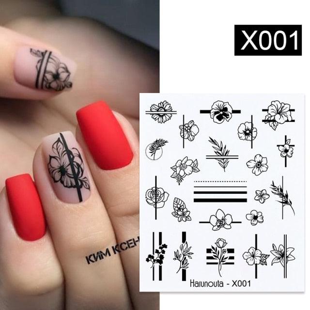 Flower Line Mixed Nail Water Decals Set Floral Leaf Snake Image Transfer Water Slider Colorful Nail Art Stickers Decor Tip Transfer Nail Decals Sticker For Pretty Girl Self-Adhesive Nail Decals Designer Nail Stickers for Acrylic