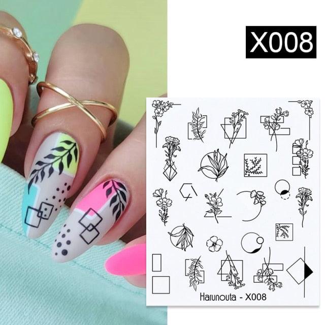 Flower Line Mixed Nail Water Decals Set Floral Leaf Snake Image Transfer Water Slider Colorful Nail Art Stickers Decor Tip Transfer Nail Decals Sticker For Pretty Girl Self-Adhesive Nail Decals Designer Nail Stickers for Acrylic