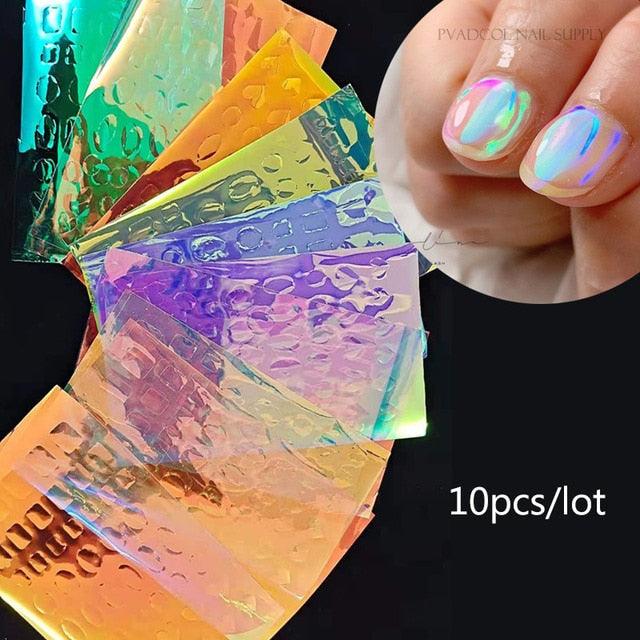 Fluorescent Nail Art Sticker Neon Fireworks Water Transfer Decals Foil Tips Wraps Acrylic Manicure Design Sliders Fluorescent Nail Art Stickers Shinning Glitter Decorations Manicure Decoration for Women Manicure Tips Wraps Glitter Sparkle