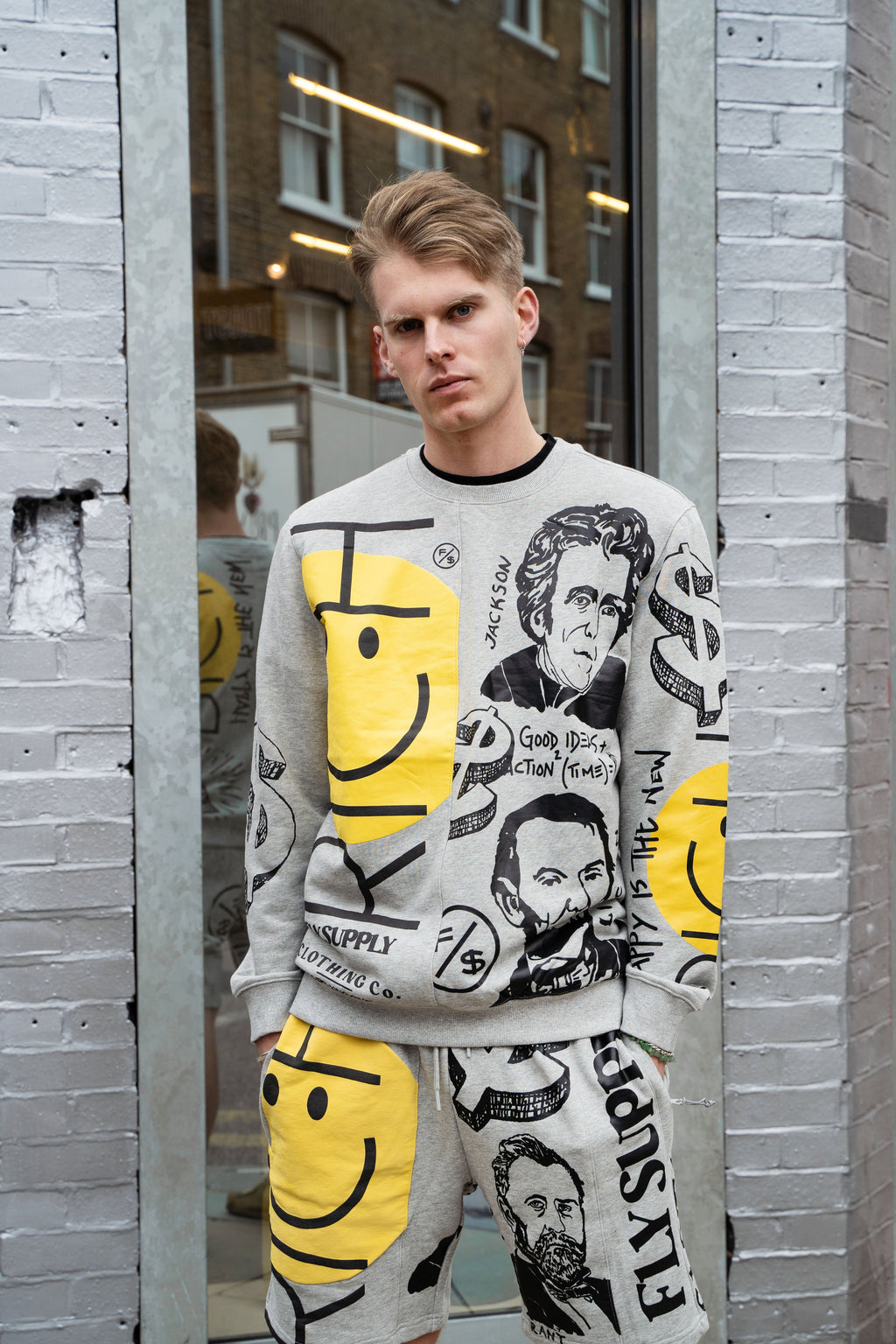 Graphic Statement Sweater – Streetwear Print Crewneck – Oversized Art Knit Rose In Concrete 🥀