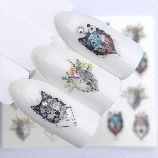 Fox Wolf Animal 3D Embossed Nail Sticker Flower Adhesive Manicure Slider Nail Art Tips Decorations Decals Manicure Design Golden Firework Star Accessories Heart Nail Art Stickers Glitter Decals Love Nail Sequins Laser Heart Nail
