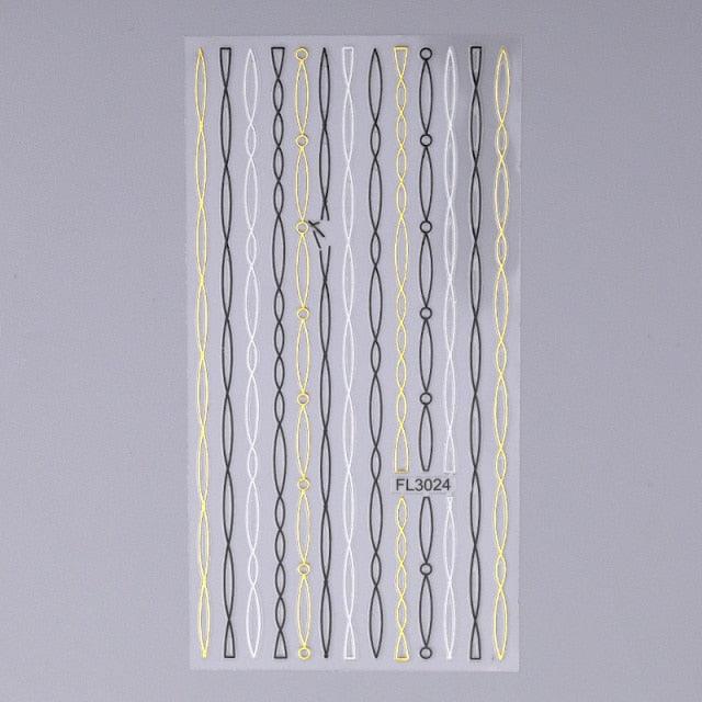 French Rose Gold Striping Tape Nail Design Stripe Lines Geometry 3D Sticker for Nails Gel Polish Sticker Decals for Manicuring Decorations Manicure Stickers Decals Silver Strip Line Nail Decal Self-Adhesive 3D Wave Decal Decoration Metallic Curve Design