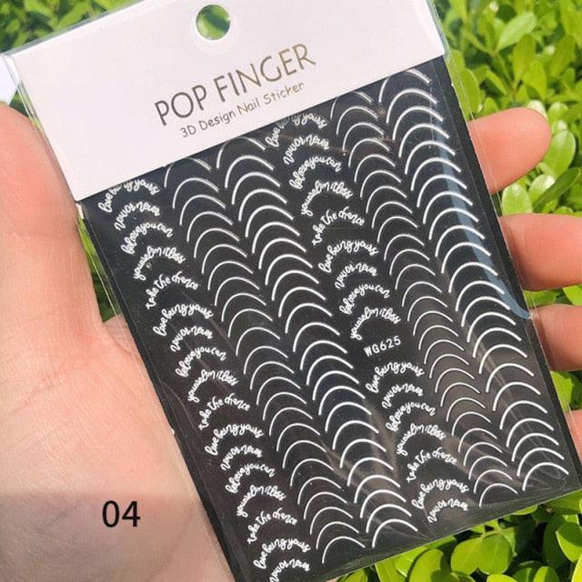 French Rose Gold Striping Tape Nail Design Stripe Lines Geometry 3D Sticker for Nails Gel Polish Sticker Decals for Manicuring Decorations Manicure Stickers Decals Silver Strip Line Nail Decal Self-Adhesive 3D Wave Decal Decoration Metallic Curve Design