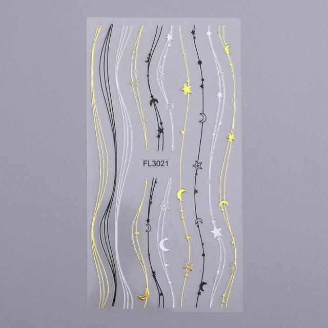 French Rose Gold Striping Tape Nail Design Stripe Lines Geometry 3D Sticker for Nails Gel Polish Sticker Decals for Manicuring Decorations Manicure Stickers Decals Silver Strip Line Nail Decal Self-Adhesive 3D Wave Decal Decoration Metallic Curve Design