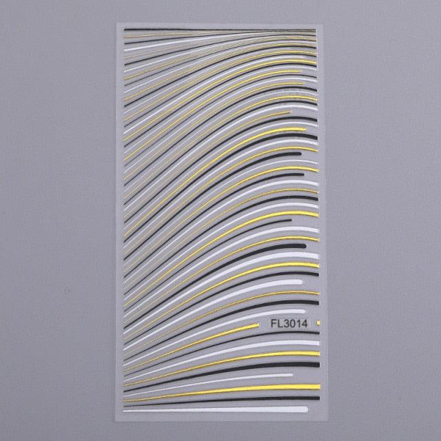 French Rose Gold Striping Tape Nail Design Stripe Lines Geometry 3D Sticker for Nails Gel Polish Sticker Decals for Manicuring Decorations Manicure Stickers Decals Silver Strip Line Nail Decal Self-Adhesive 3D Wave Decal Decoration Metallic Curve Design