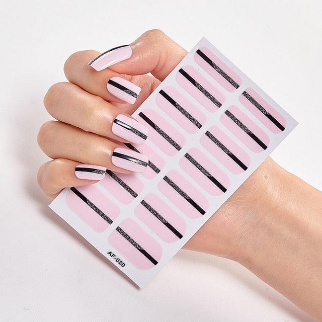 Full Cover Nail Stickers Nail Polish Nail Decoration Nails Sticker Designer Self Adhesive Nail Sticker Creative Nail Art Sticker Sticker Nail Decorations Accessories Metal Curve Stripe Lines Design Letter Nail Sticker Adhesive Decoration Template