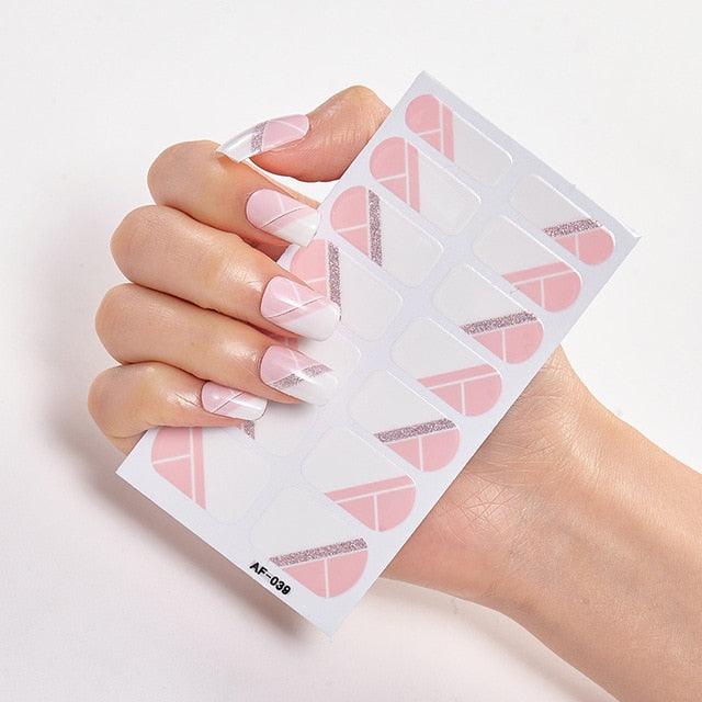 Full Cover Nail Stickers Nail Polish Nail Decoration Nails Sticker Designer Self Adhesive Nail Sticker Creative Nail Art Sticker Sticker Nail Decorations Accessories Metal Curve Stripe Lines Design Letter Nail Sticker Adhesive Decoration Template