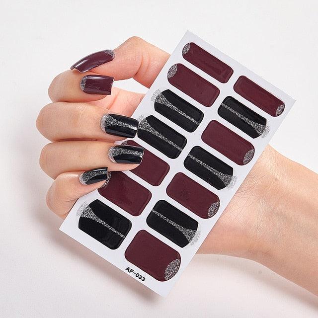 Full Cover Nail Stickers Nail Polish Nail Decoration Nails Sticker Designer Self Adhesive Nail Sticker Creative Nail Art Sticker Sticker Nail Decorations Accessories Metal Curve Stripe Lines Design Letter Nail Sticker Adhesive Decoration Template