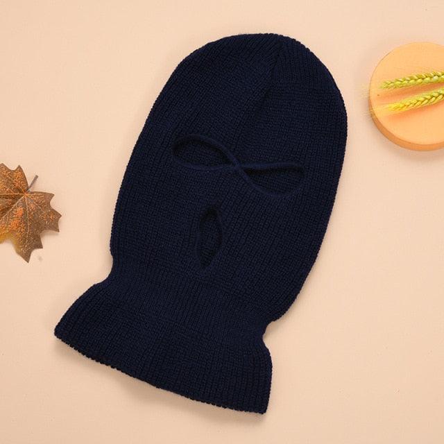 Full Face Cover Mask Three 3 Hole Balaclava Knit Hat Army Tactical CS Winter Ski Cycling Mask Beanie Hat Scarf Warm Face Masks Knit Hat Full Face Cover Balaclava Hats Funny Party Embroidery Beanies Caps Hole Knitted Full Face Cover Stevvex